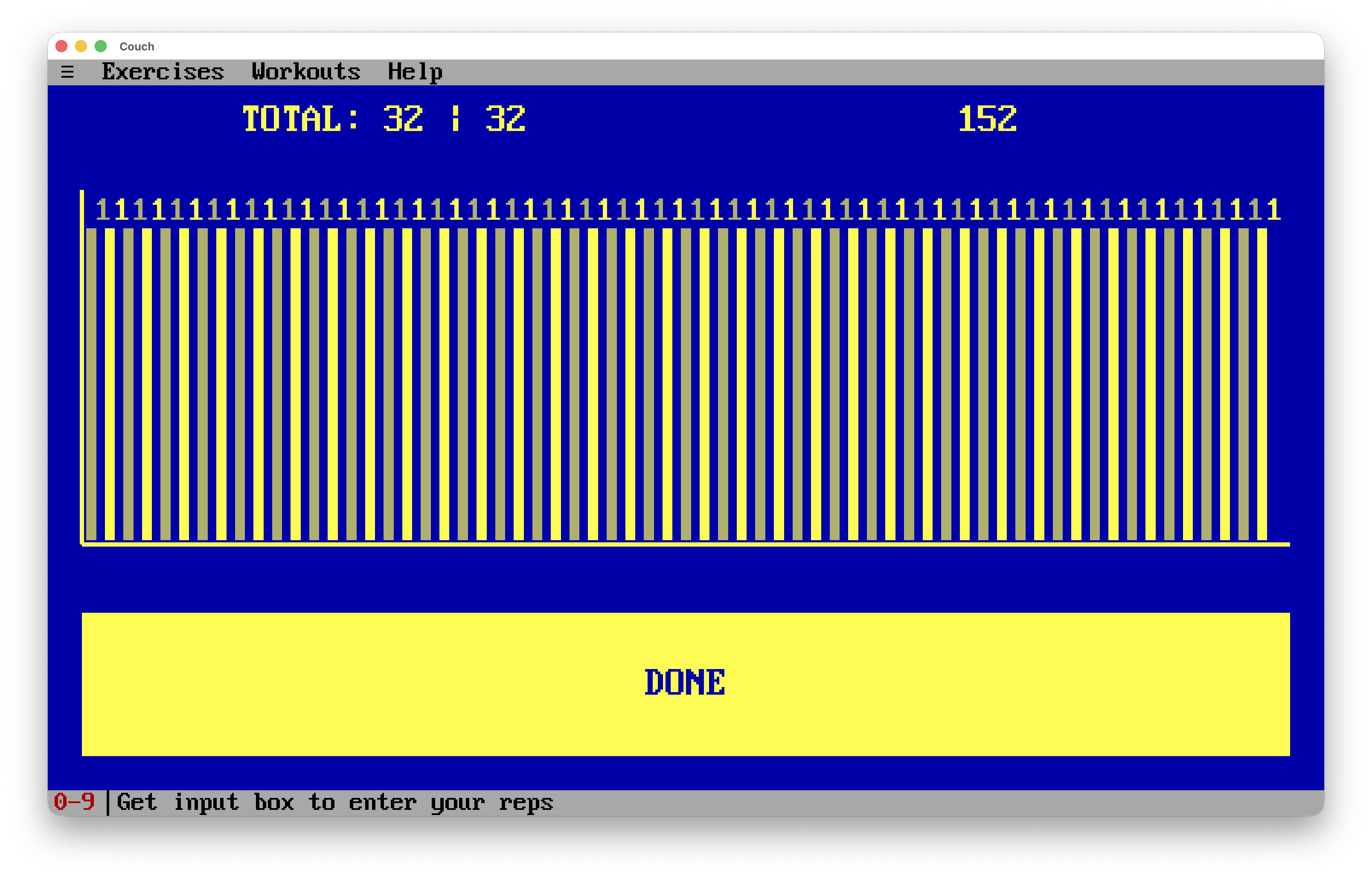Couch screenshot of 32x2 sets